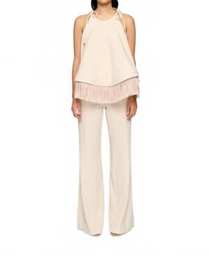 NEW CLEA bibi fringe hem top in parchment